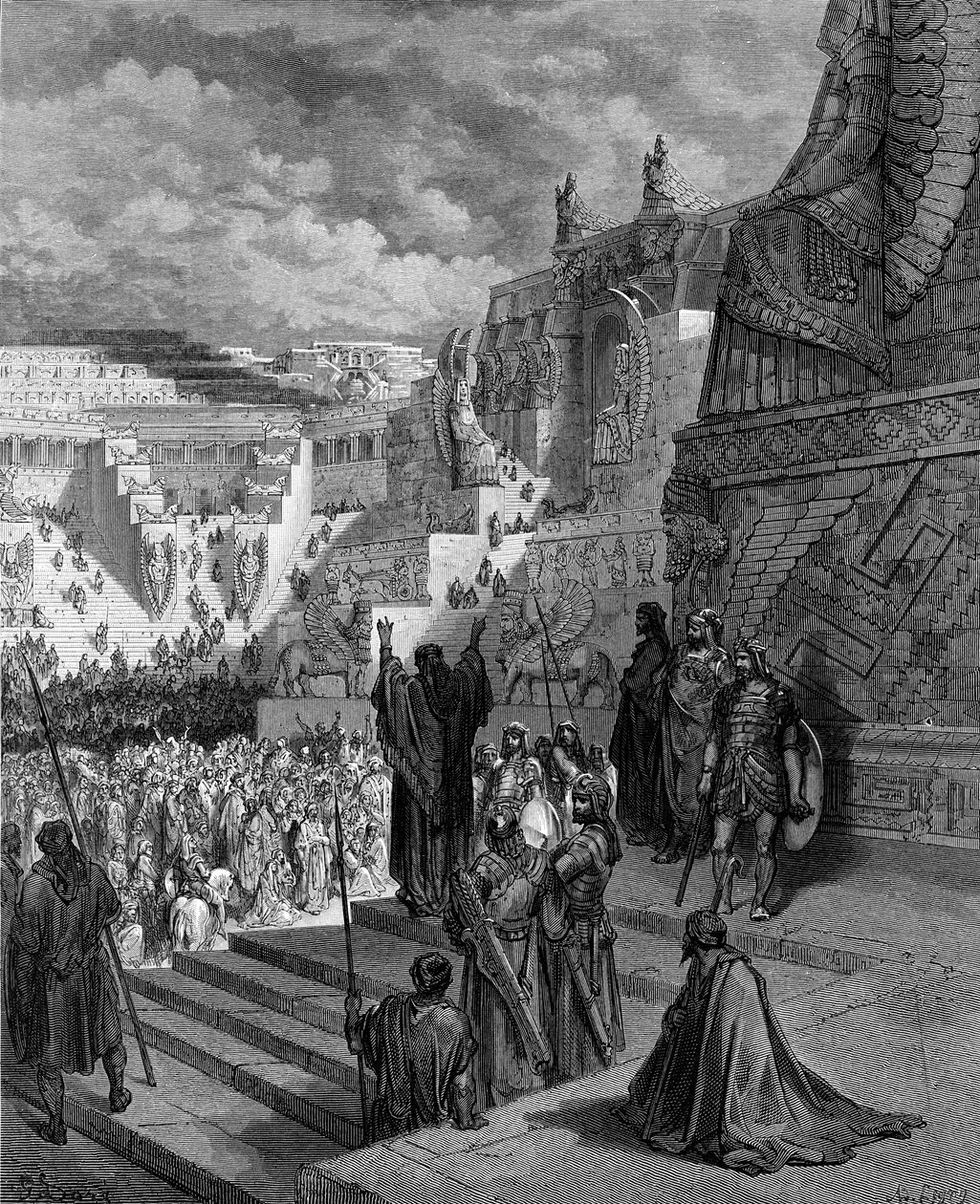 Artaxerxes concedendo liberdade aos judeus. - bíblia de Gustave Dore