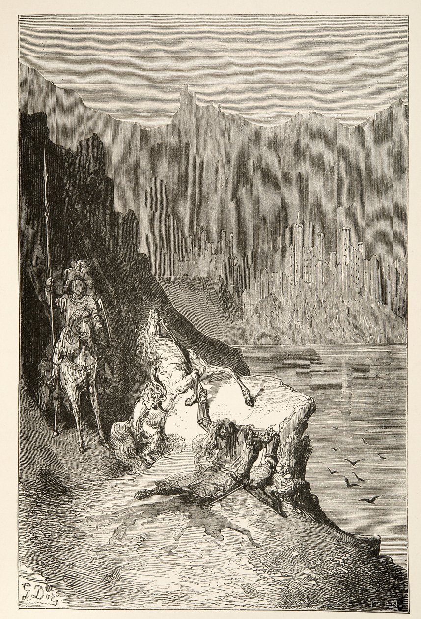Balin mata Sir Lanceor, de histórias dos dias do rei Arthur por Charles Henry Hanson, pub.1898 de Gustave Dore