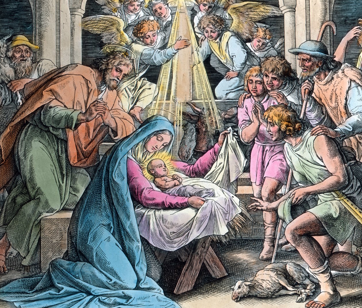 Nascimento de Cristo. Ilustração bíblica (sem data) de Gustave Dore (1832 - 1883) em 1866. Data da imagem: cerca de 1890. Arquivo Carl Simon de Gustave Dore