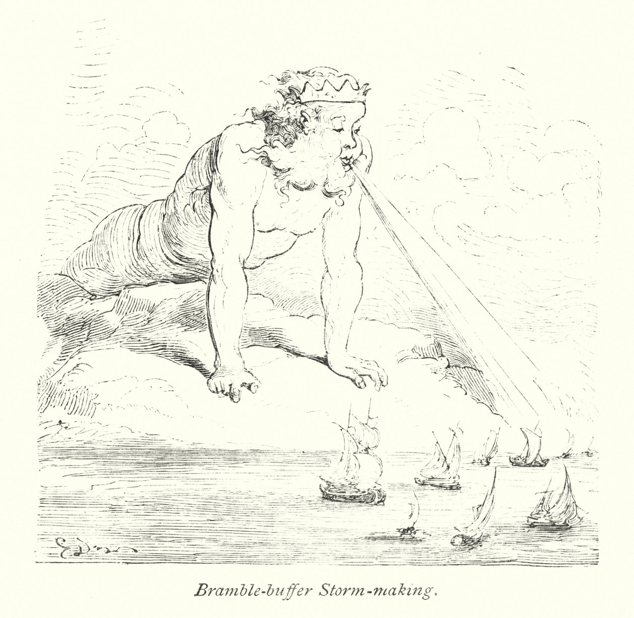 Bramble Buffer Storm Making (gravura) de Gustave Dore