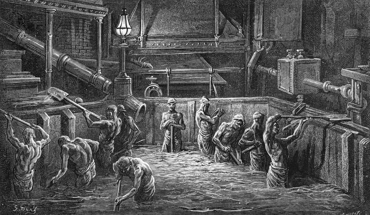 Brewers at Work, de "London, a Peregrinação", escrito por William Blanchard Jerrold (1826-84) e gravado por J. Huyot, pub. 1872 de Gustave Dore