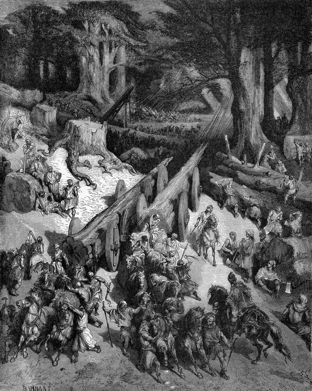 A construção do Templo de Jerusalém de Gustave Dore