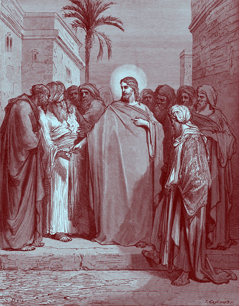 Cristo e o dinheiro do tributo - Bíblia de Gustave Dore