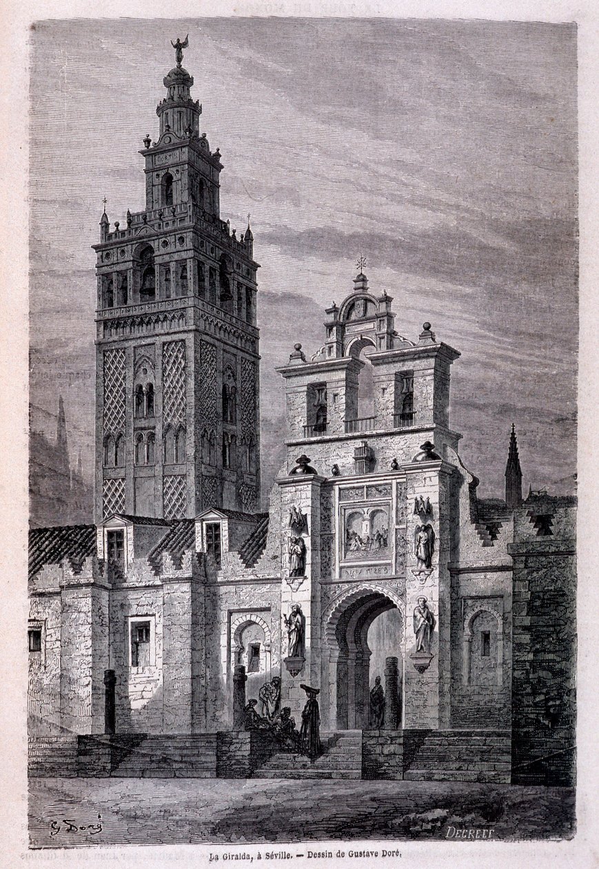 Igreja da Giralda a seville por Dore, "Tour du Monde" 2º semestre. 1866. de Gustave Dore