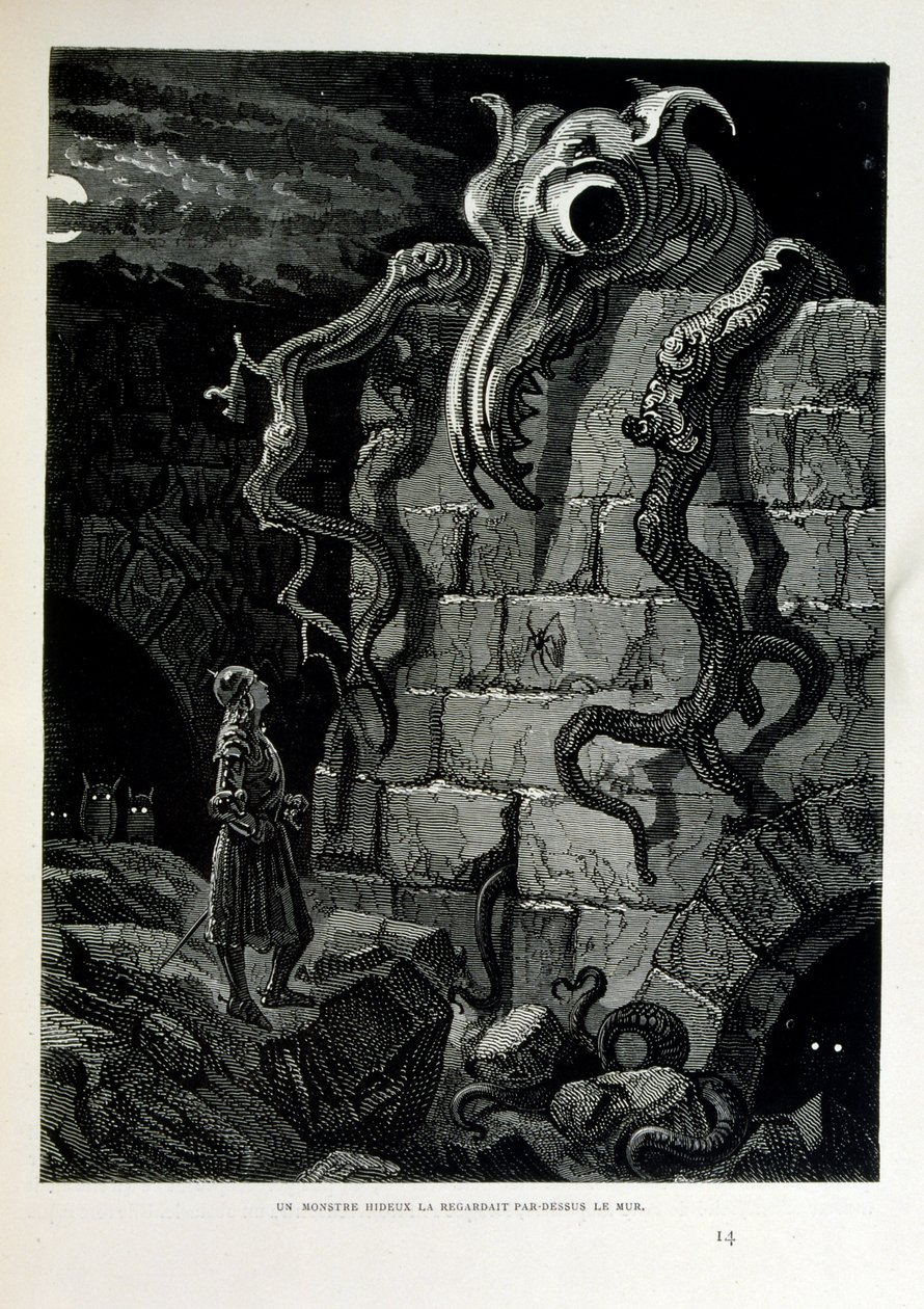 Croque-Mitaine; ilustração 1863, de Gustave Dore (1832 1883); artista francês, gravador, ilustrador. Croque-Mitaine (O papão) um personagem maléfico apresentado às crianças para assustá-las e assim torná-las mais sábias. de Gustave Dore
