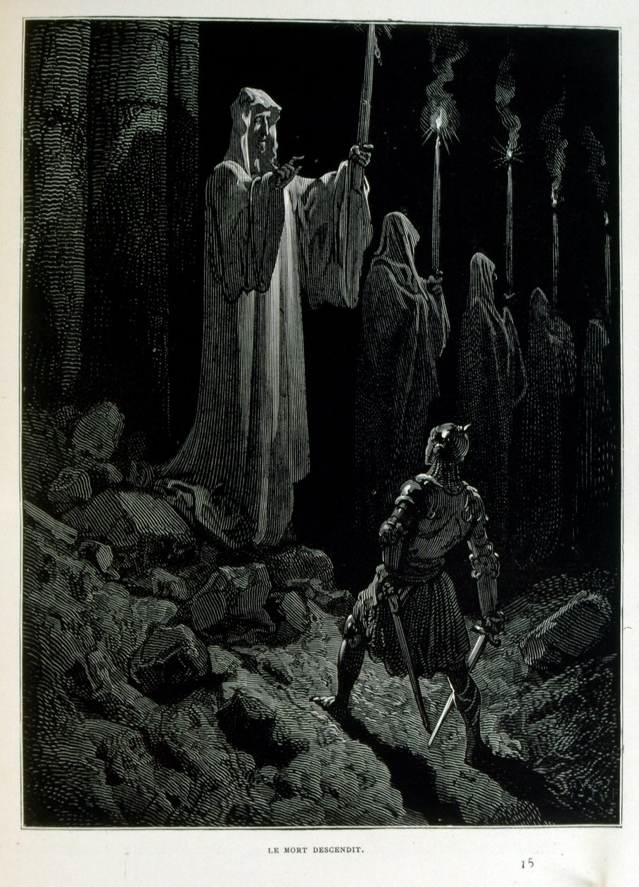 Croque-Mitaine; ilustração 1863, de Gustave Dore (1832 1883); artista francês, gravador, ilustrador. Croque-Mitaine (O papão) um personagem maléfico apresentado às crianças para assustá-las e assim torná-las mais sábias. de Gustave Dore