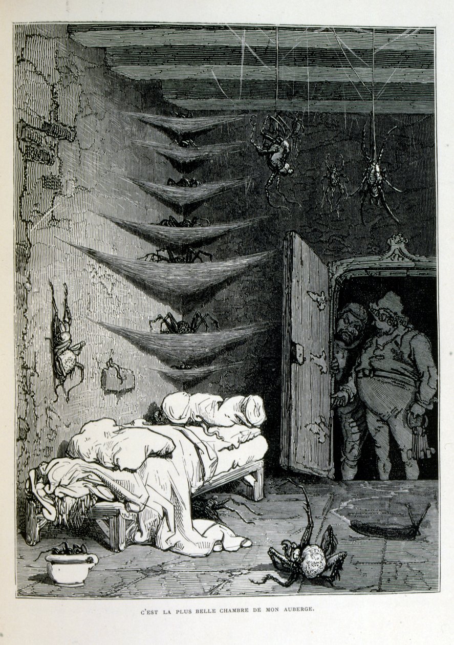 Croque-Mitaine; ilustração 1863, de Gustave Dore (1832 1883); artista francês, gravador, ilustrador. Croque-Mitaine (O papão) um personagem maléfico apresentado às crianças para assustá-las e assim torná-las mais sábias. de Gustave Dore