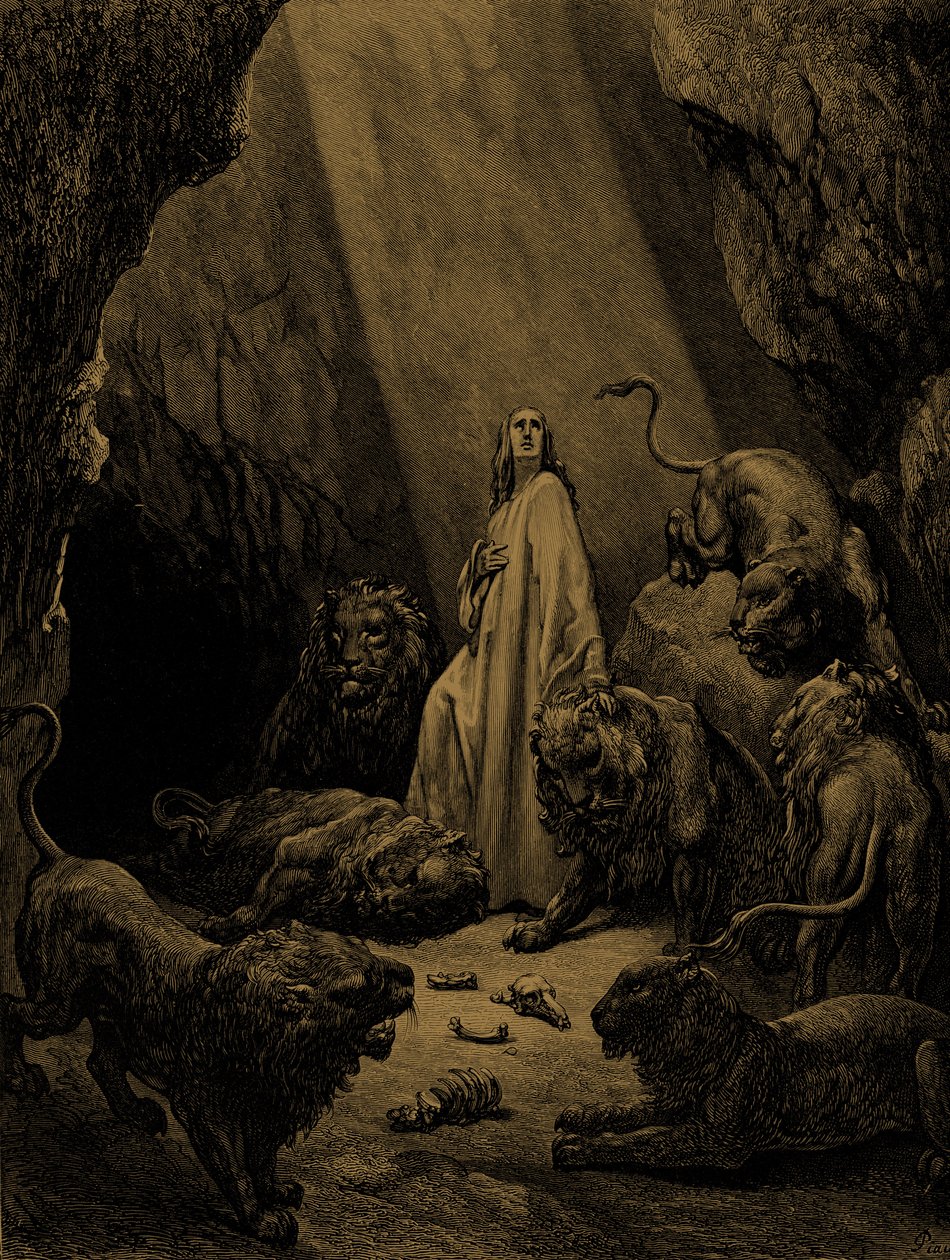Daniel no antro dos leões, por Doré. - Bíblia de Gustave Dore