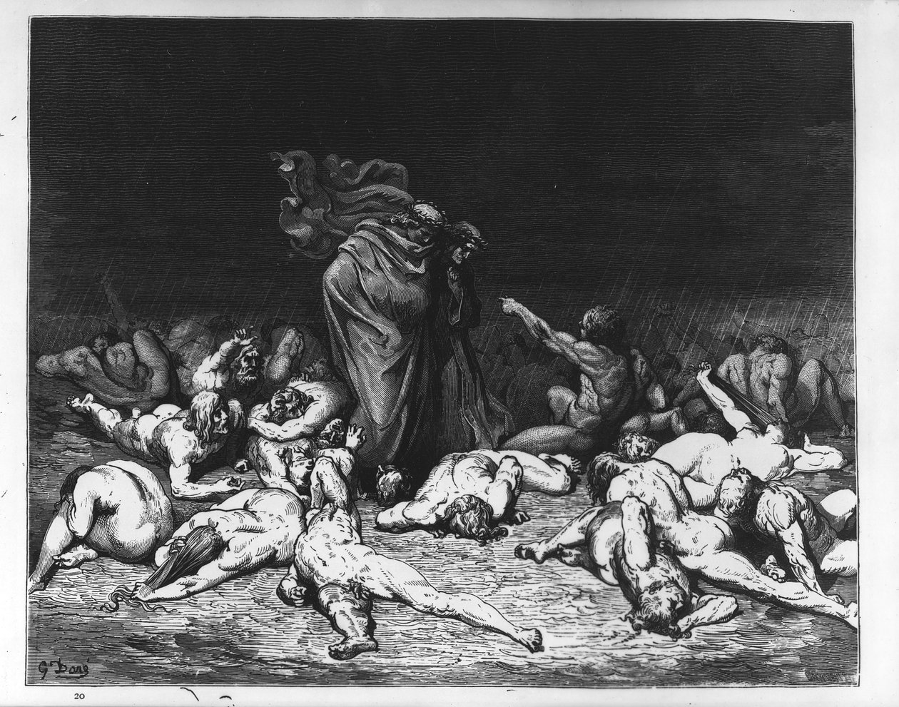 Dante e Virgílio no Inferno, ilustração da "Divina Comédia", 1861 de Gustave Dore