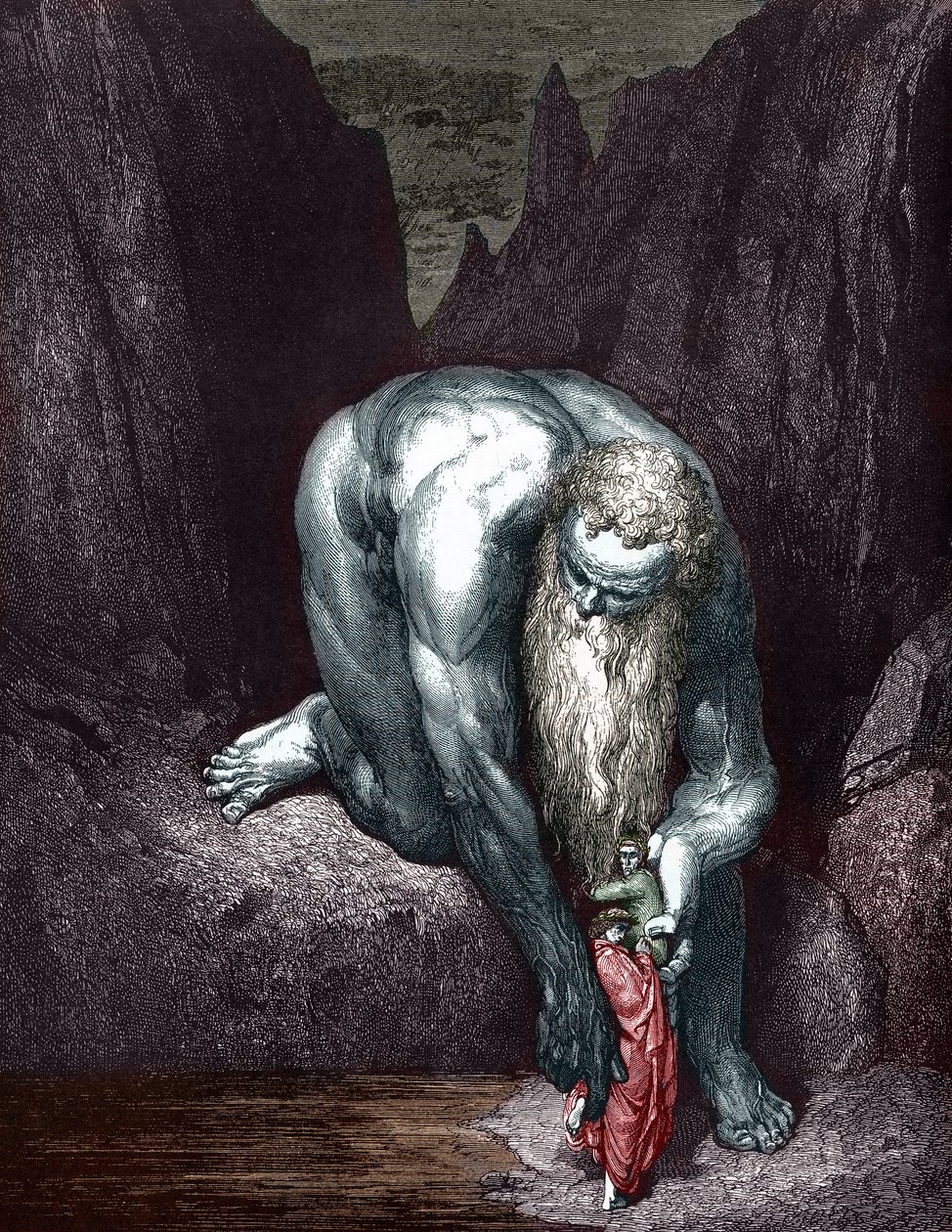 Dante e Virgil conhecem Anthee Gigante, ilustrado por Gustave Dore de Gustave Dore