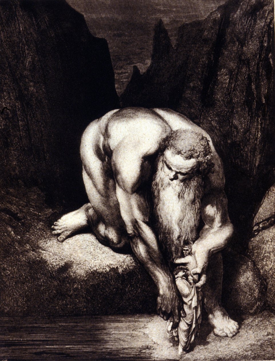Dante e Virgil conhecem o gigante Anteas. Ill. for the Divine Comedy by Dante Anlighieri by Gustave Doré. de Gustave Dore
