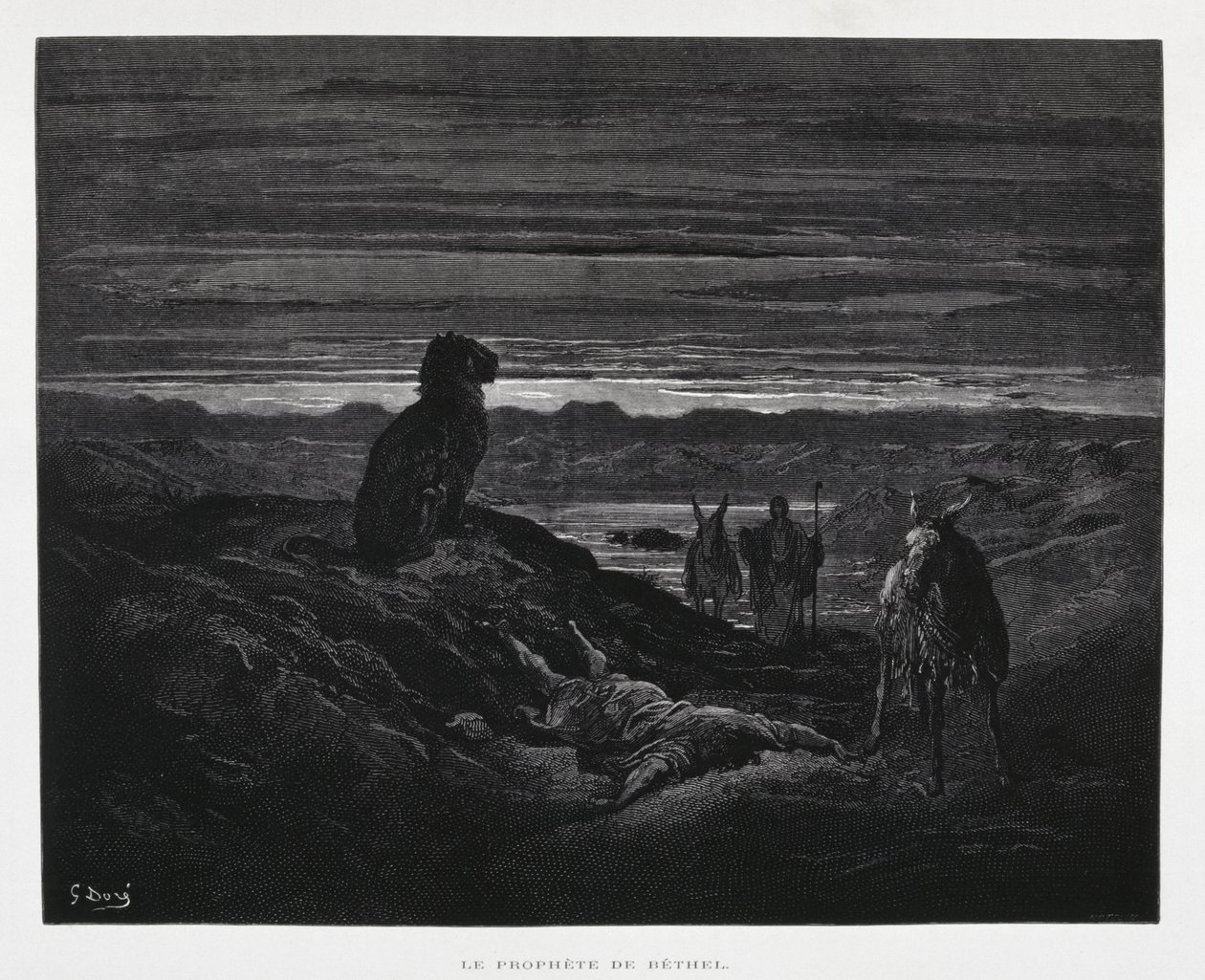 Morte do profeta de Betel, ilustração da Bíblia de Dore de Gustave Dore