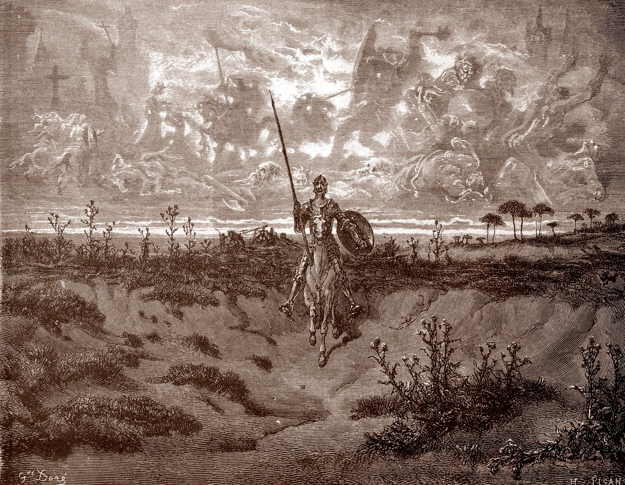 Don Quixote partindo das suas aventuras Gravura de Gustave Dore (1832-1883) para "L