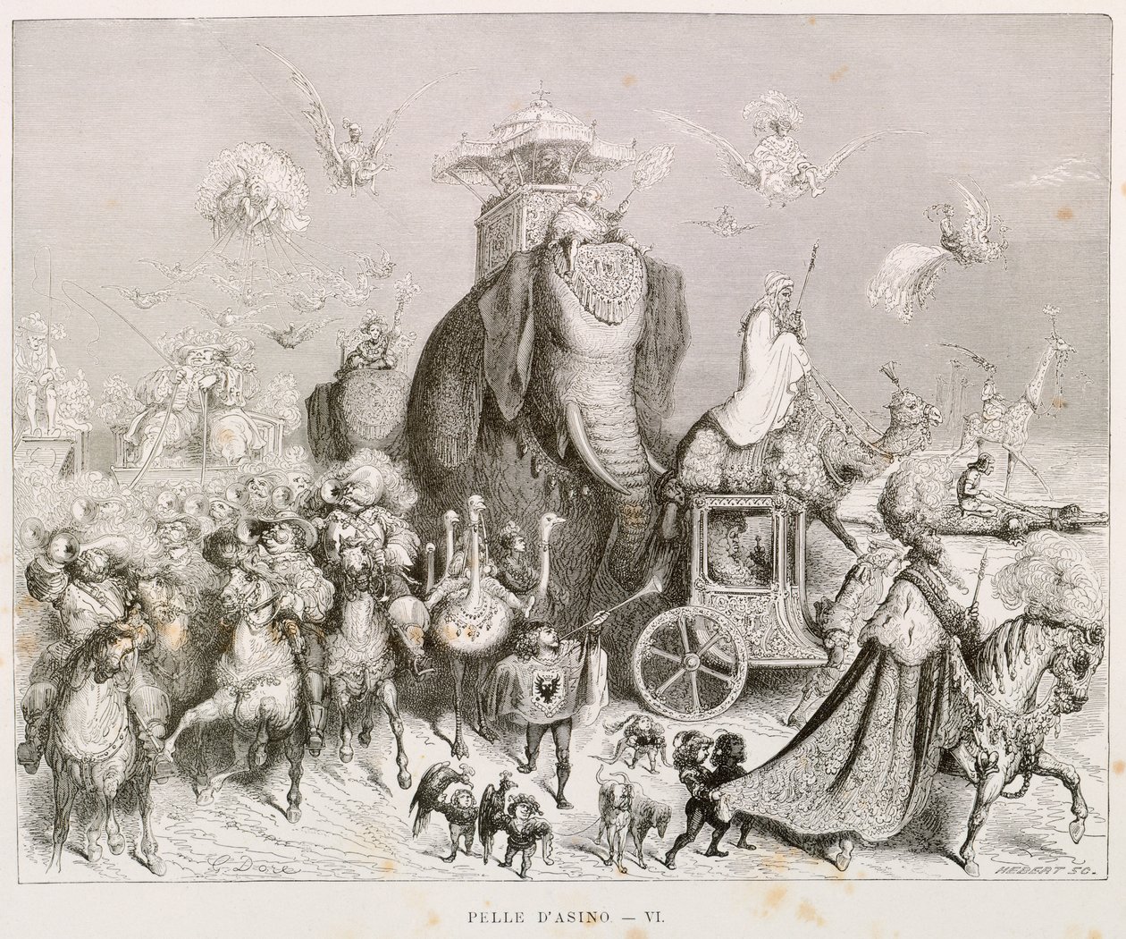 Pele de burro, ilustração para Contos de Fadas Completos de Charles Perrault (1628-1703), de Gustave Dore (1832-1883) de Gustave Dore