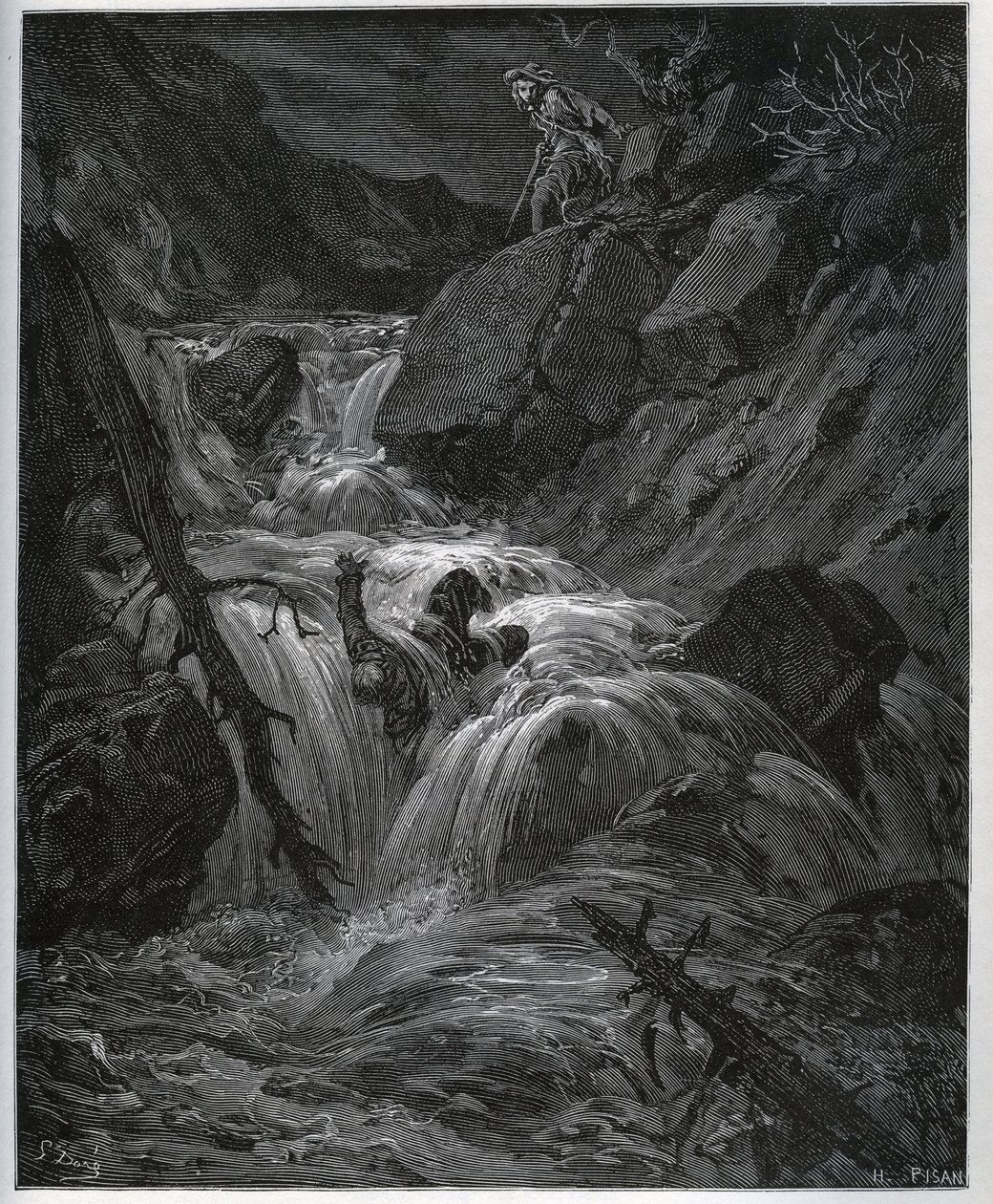 Dorothee, deguisee como um jovem camponês, liberta seu valete lascivo - de “” Don Quixote de la Mancha ”” de Miguel Cervantes de Gustave Dore