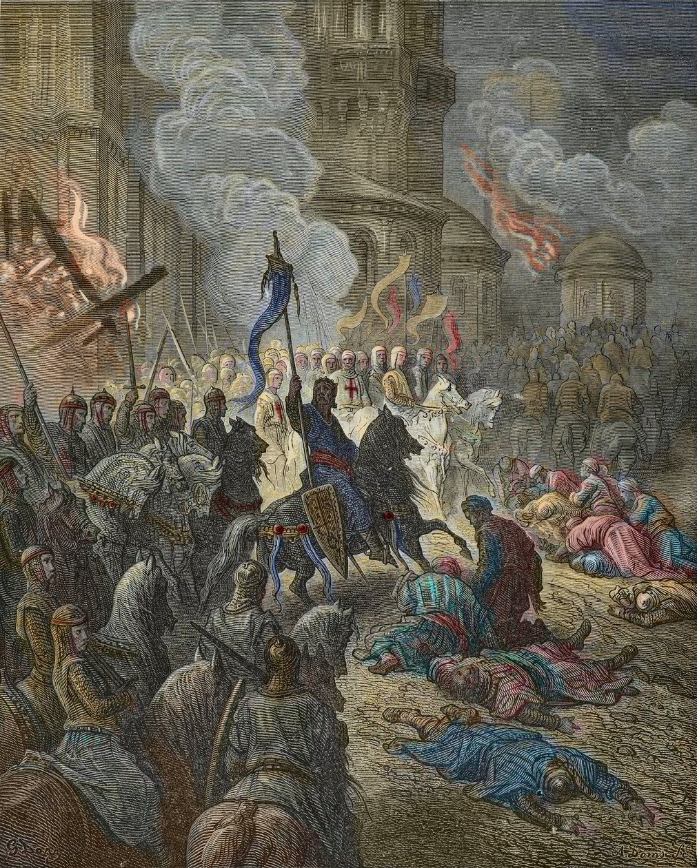 Entrada dos Cruzados em Constantinopla em 1204, ilustração da 