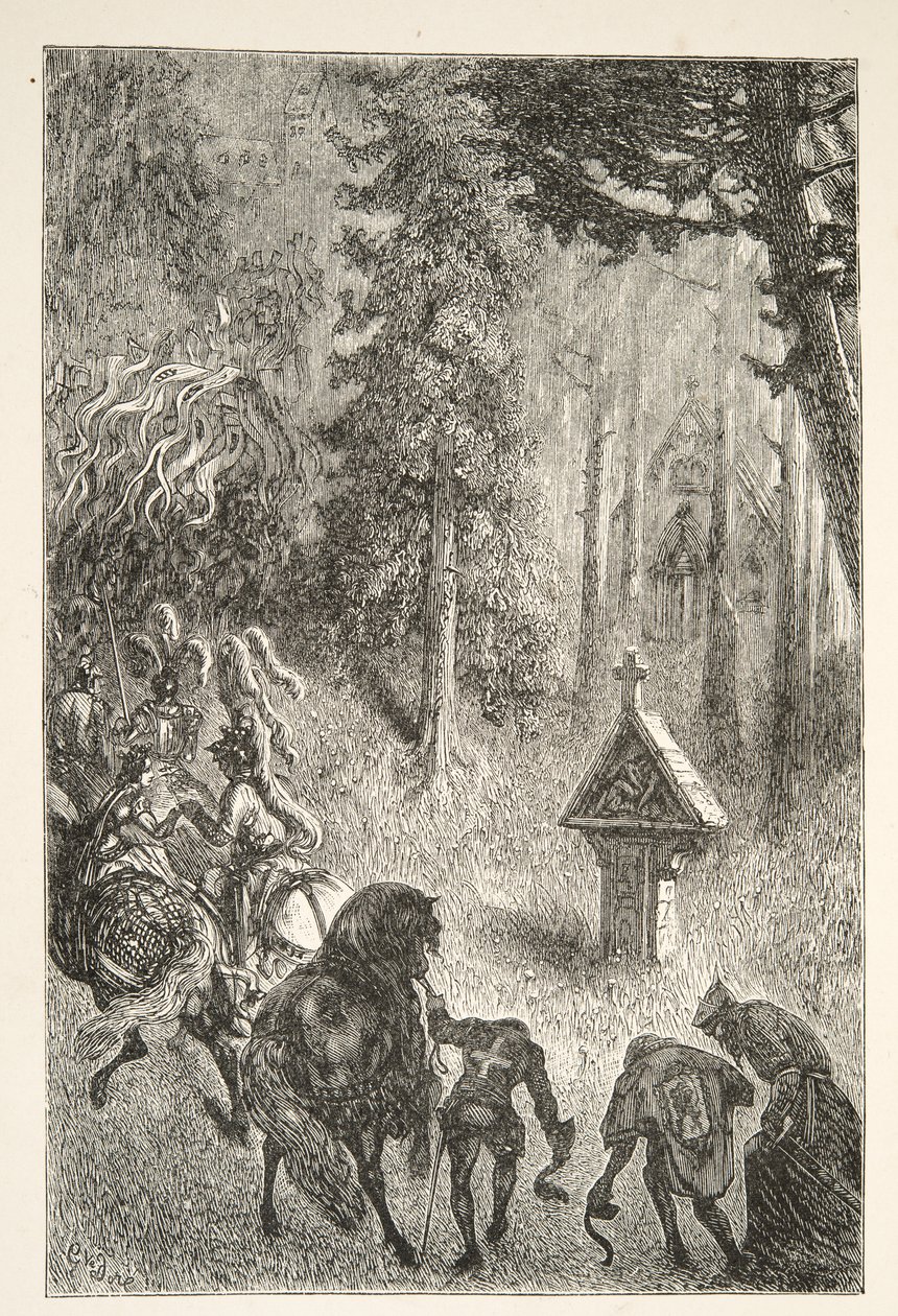 Acompanhando Guenever de Cameliard, de Histórias dos Dias do Rei Arthur por Charles Henry Hanson, pub.1898 de Gustave Dore