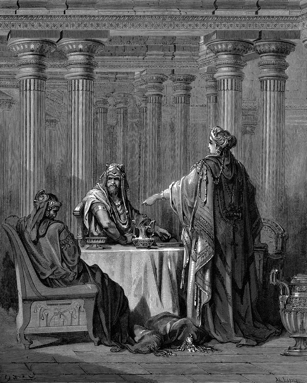 Ester c450 aC antes de seu marido, o rei Assuero Xerxes I da Pérsia, 1866 de Gustave Dore