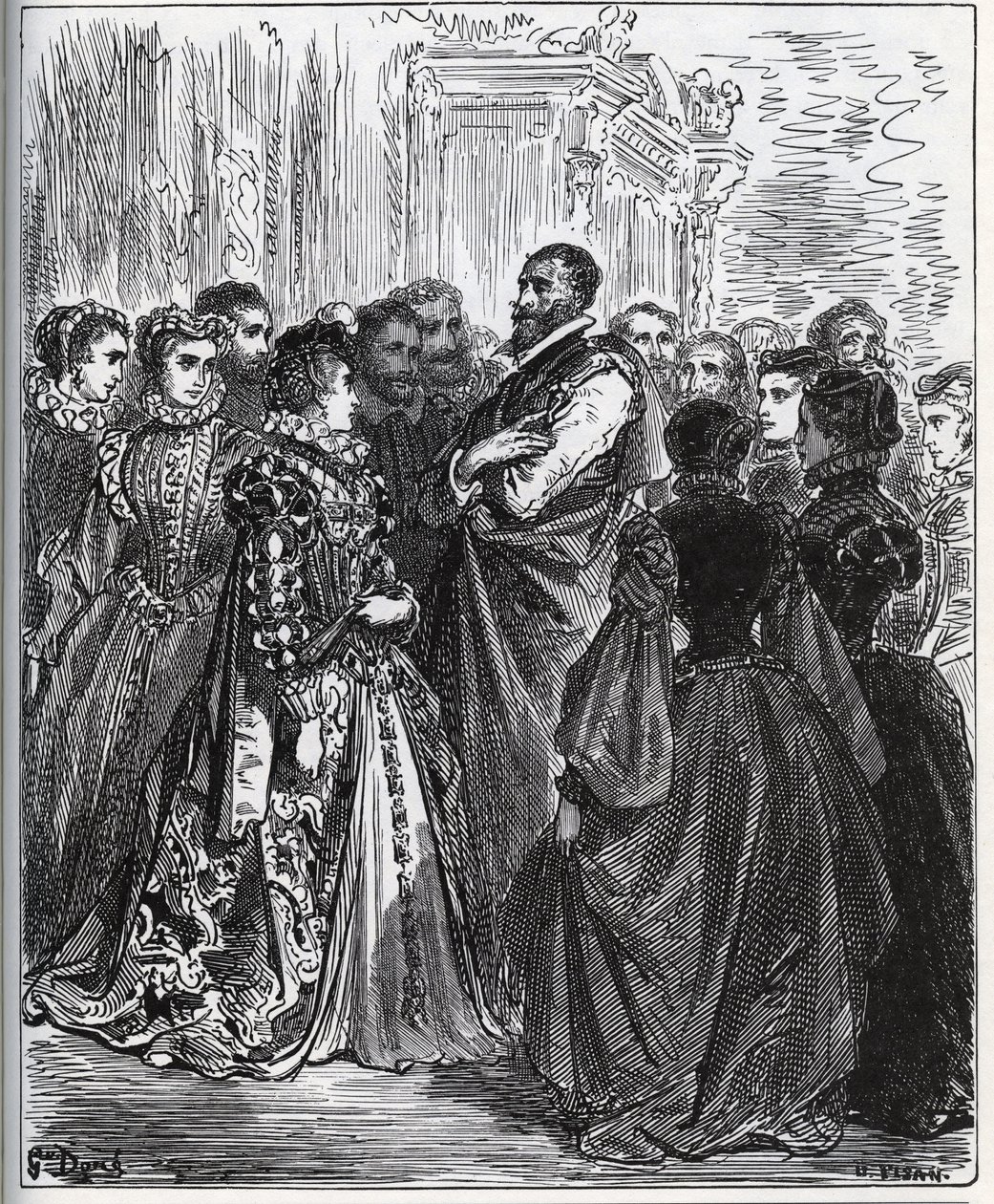 Noite organizada por Don Antonio - de “Don Quixote de la Mancha” de Miguel Cervantes de Gustave Dore