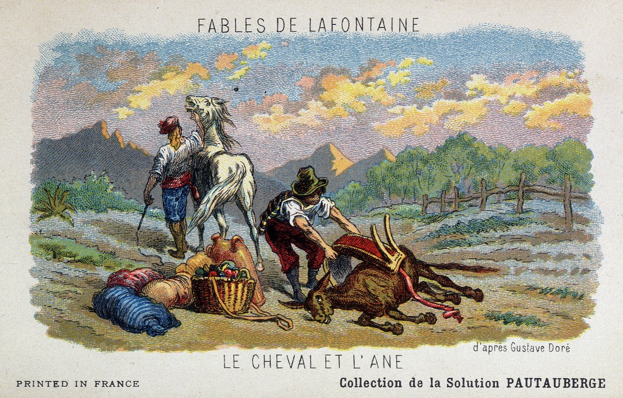 Fábula de Lafontaine: o cavalo e o burro de acordo com Gustave Doré de Gustave Dore
