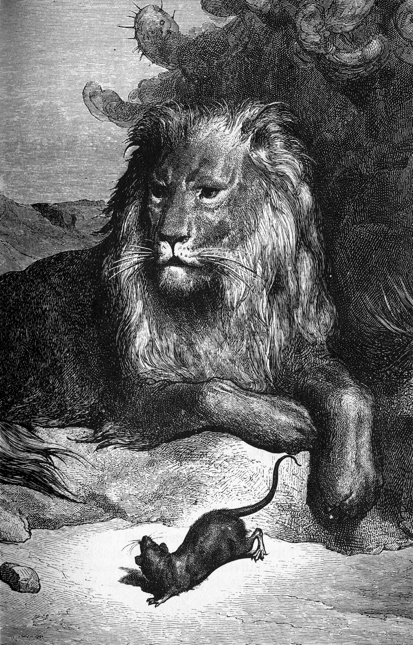 Fábula de La Fontaine: The Lion and the Rat by Gustave Doré. sd. Século XIX. de Gustave Dore
