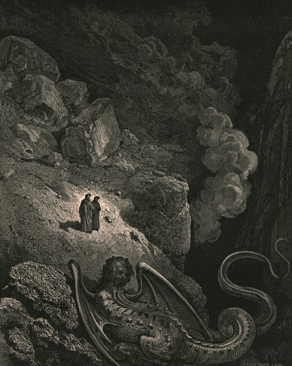 A partir daí, apareceu uma imagem vil de fraude, c1890. de Gustave Dore