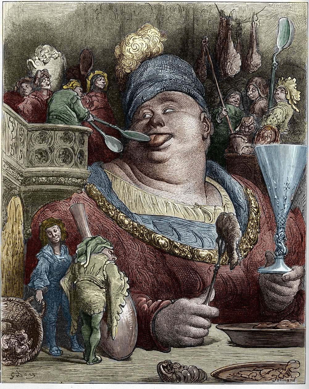 Gargântua personagem dos romances de François Rabelais (1494-1553), escritor francês. Ilustração de Gustave Dore (1832-1883). de Gustave Dore