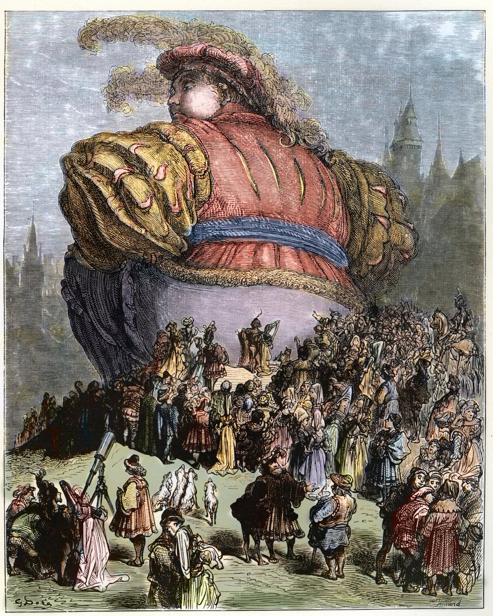 Gargântua visita Paris - O povo de Paris maravilha-se em Gargântua - ilustração de 