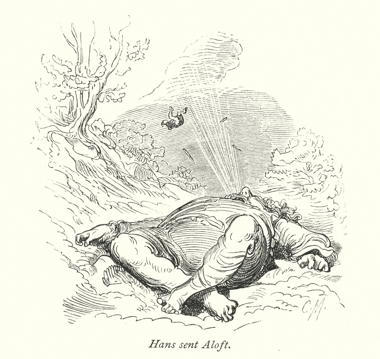 Hans enviado para o alto (gravura) de Gustave Dore