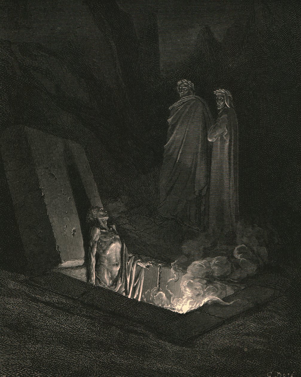 Ele, assim que eu fiquei no pé da tumba, me deu um espaço, c1890. de Gustave Dore