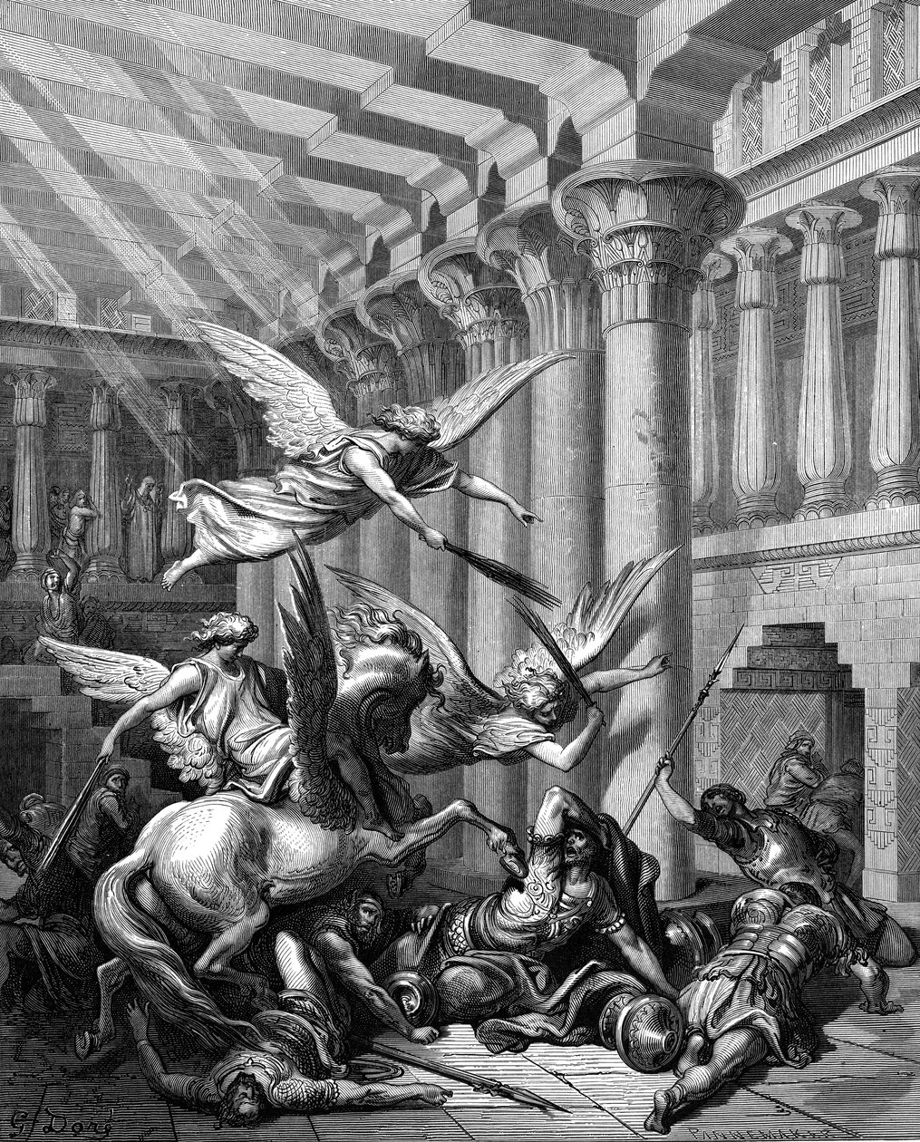 Heliodoro tentando tirar o tesouro do Templo de Jerusalém, 1865-1866 de Gustave Dore