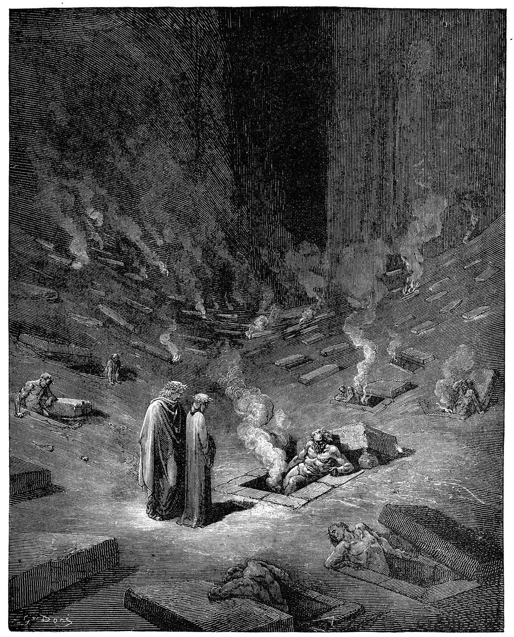 Inferno: a cidade de Dis, deus romano do submundo, 1863 de Gustave Dore