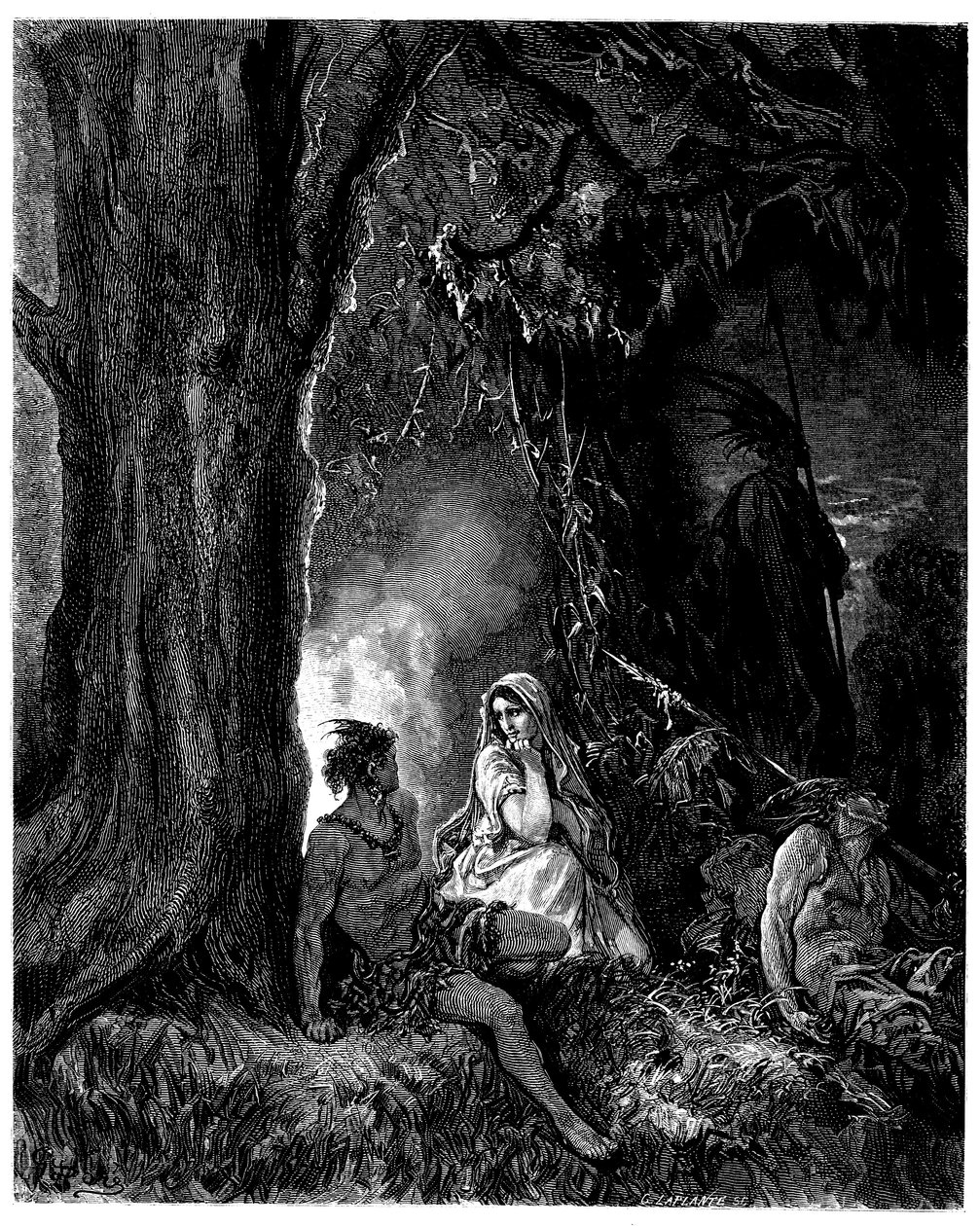 Ilustração de Gustave Dore (1832-1883) para o romance de François Rene de Chateaubriand (1768-1848), Atala, edição Hachette 1863 - de Gustave Dore