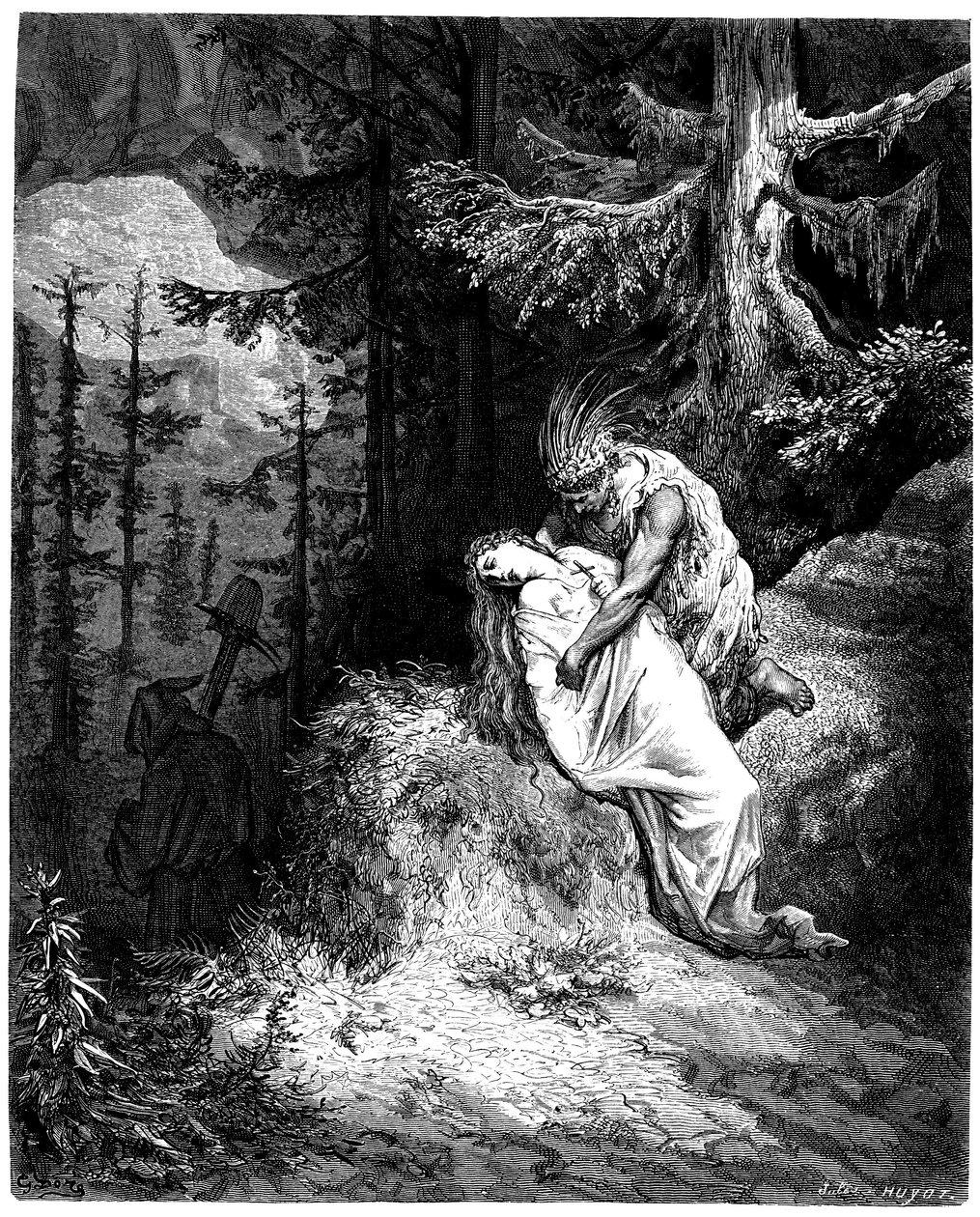 Ilustração de Gustave Dore (1832-1883) para o romance de François Rene de Chateaubriand (1768-1848), Atala, edição Hachette 1863 - de Gustave Dore