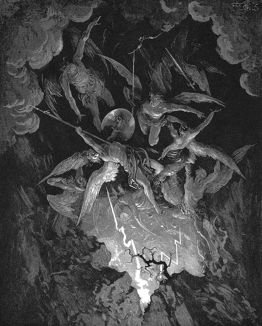 Ilustração de John Miltons Paradise Lost, 1866 de Gustave Dore