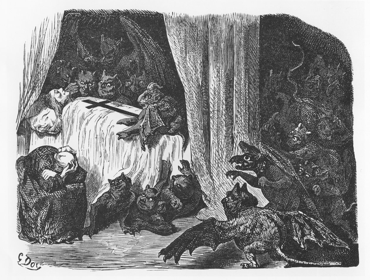 Ilustração de &39;O terceiro livro de faltas e ditames heróicos de Bon Pantagruel&39; de François Rabelais de Gustave Dore