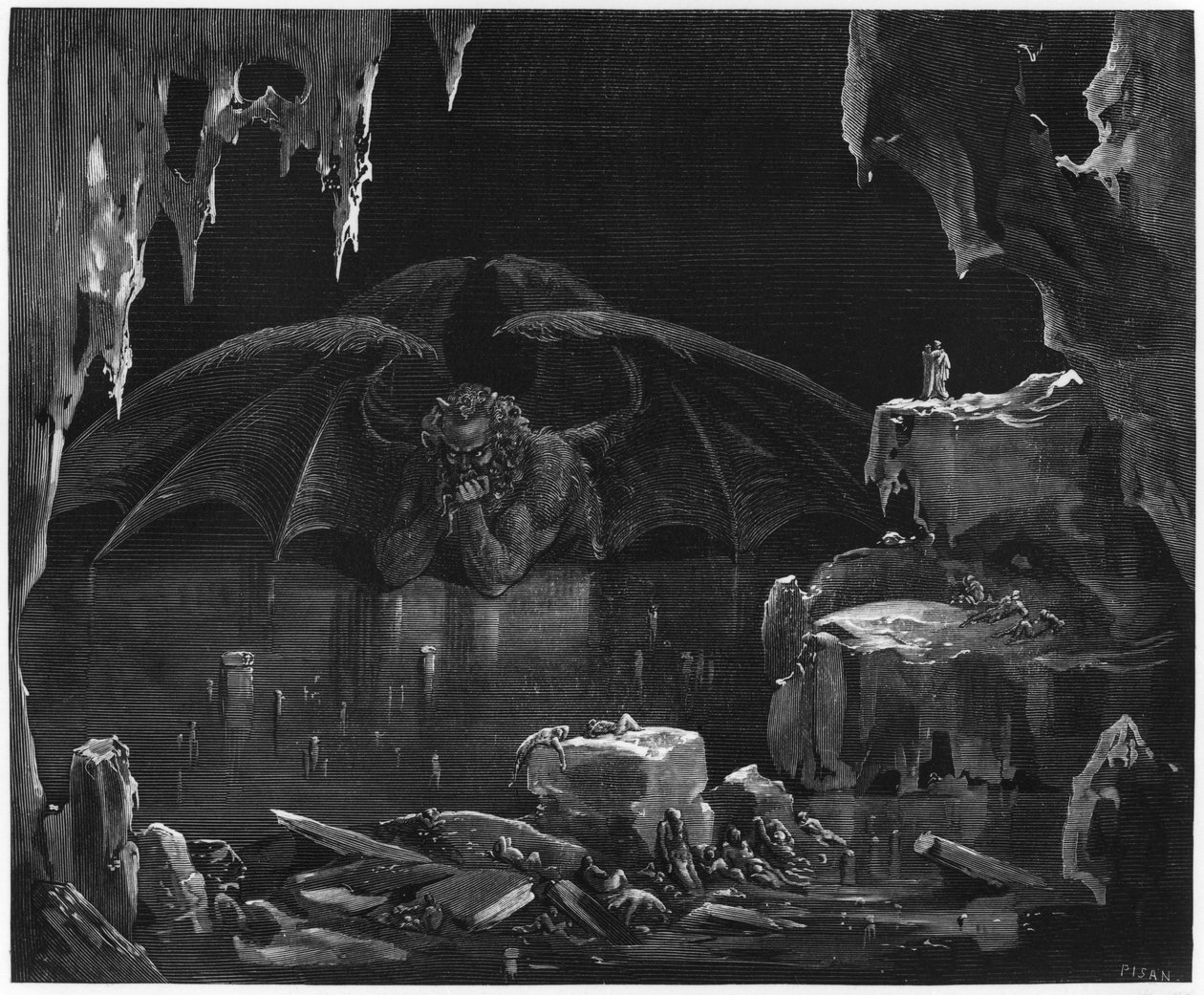 Ilustração de &39;A Divina Comédia&39; (Inferno) de Dante Alighieri (1265-1321) Paris, publicada em 1885 de Gustave Dore
