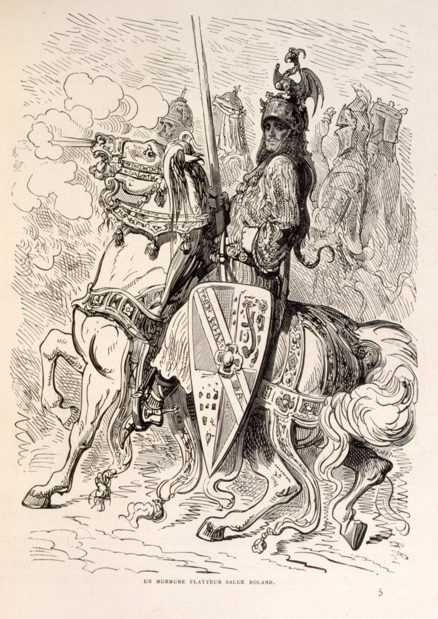 Ilustração de Rolando a cavalo. de La legende de Croque-Mitaine. de Gustave Dore