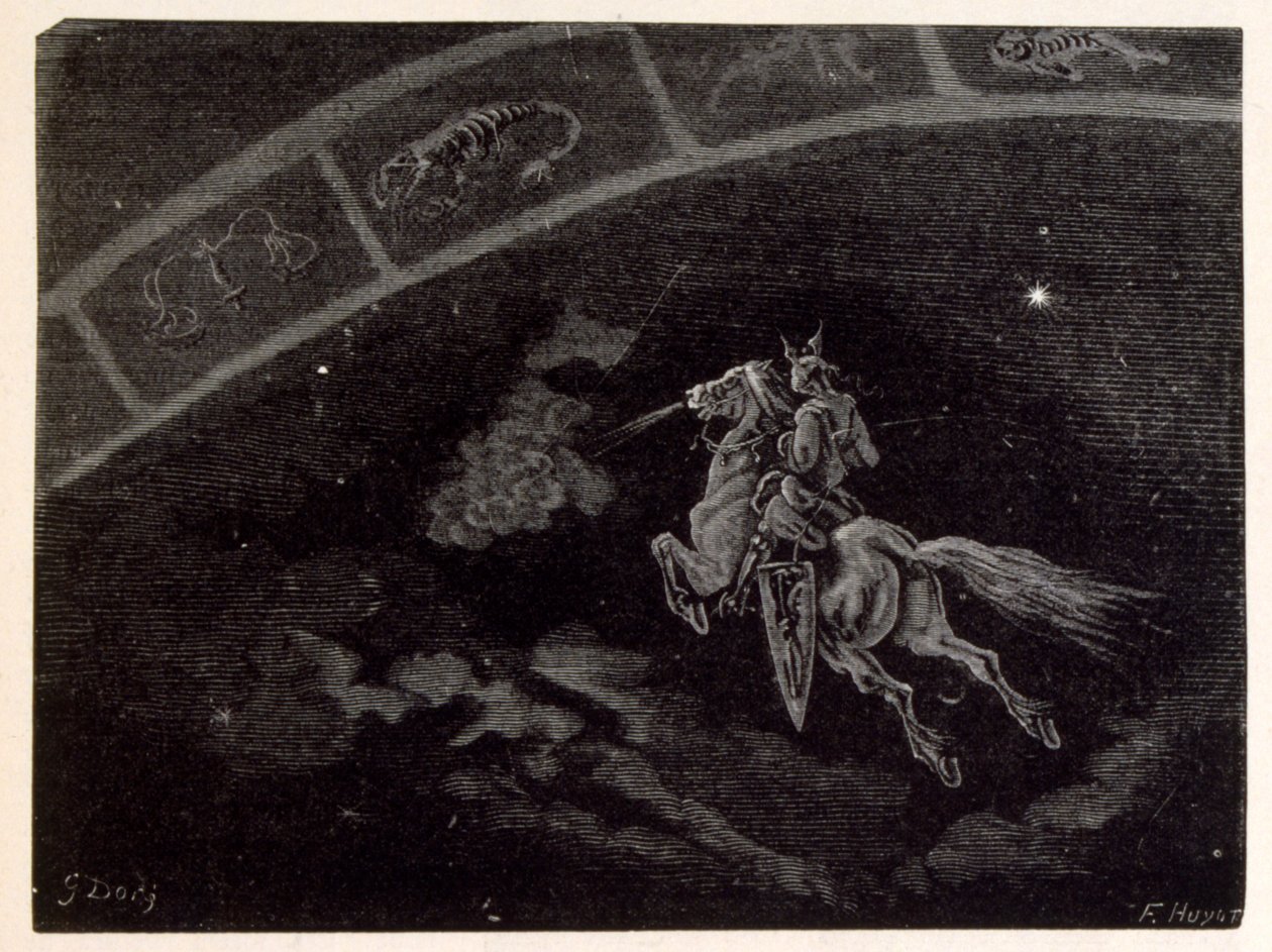 Ilustração do signo de Escorpião. de La legende de Croque-Mitaine. de Gustave Dore