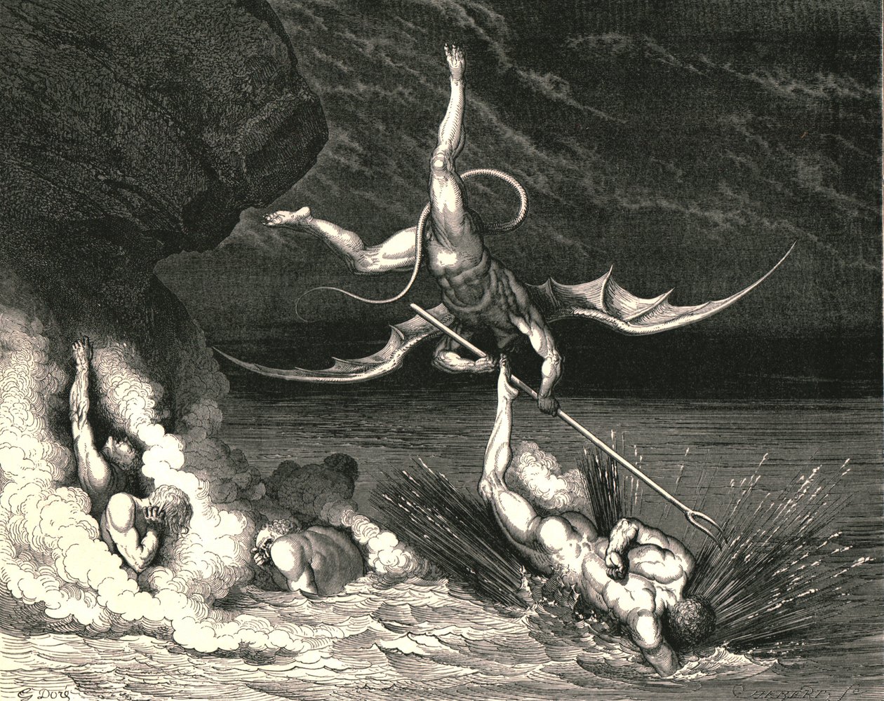Em perseguição, ele acelerou, exclamando: Tu estás preso, c1890. de Gustave Dore