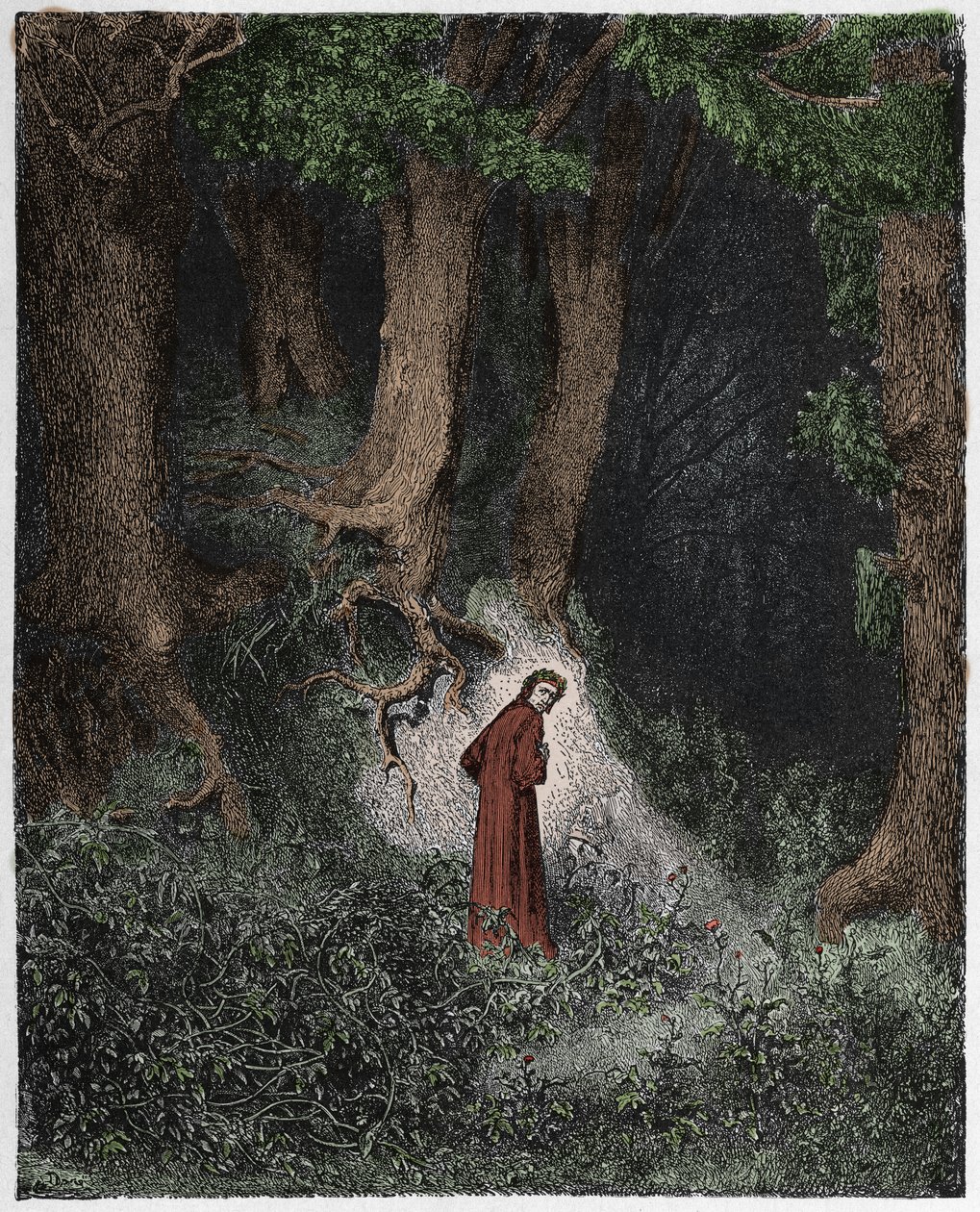 Inferno, Canto 1: Dante na madeira selvagem, ilustração de "The Divine Comedy", de Dante Alighieri, 1885 de Gustave Dore
