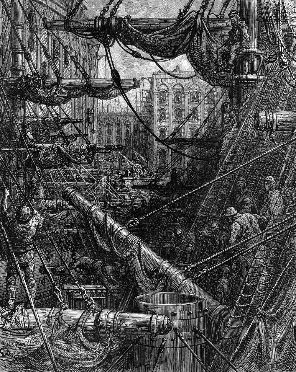 Dentro das docas por Gustave Doré de Gustave Dore