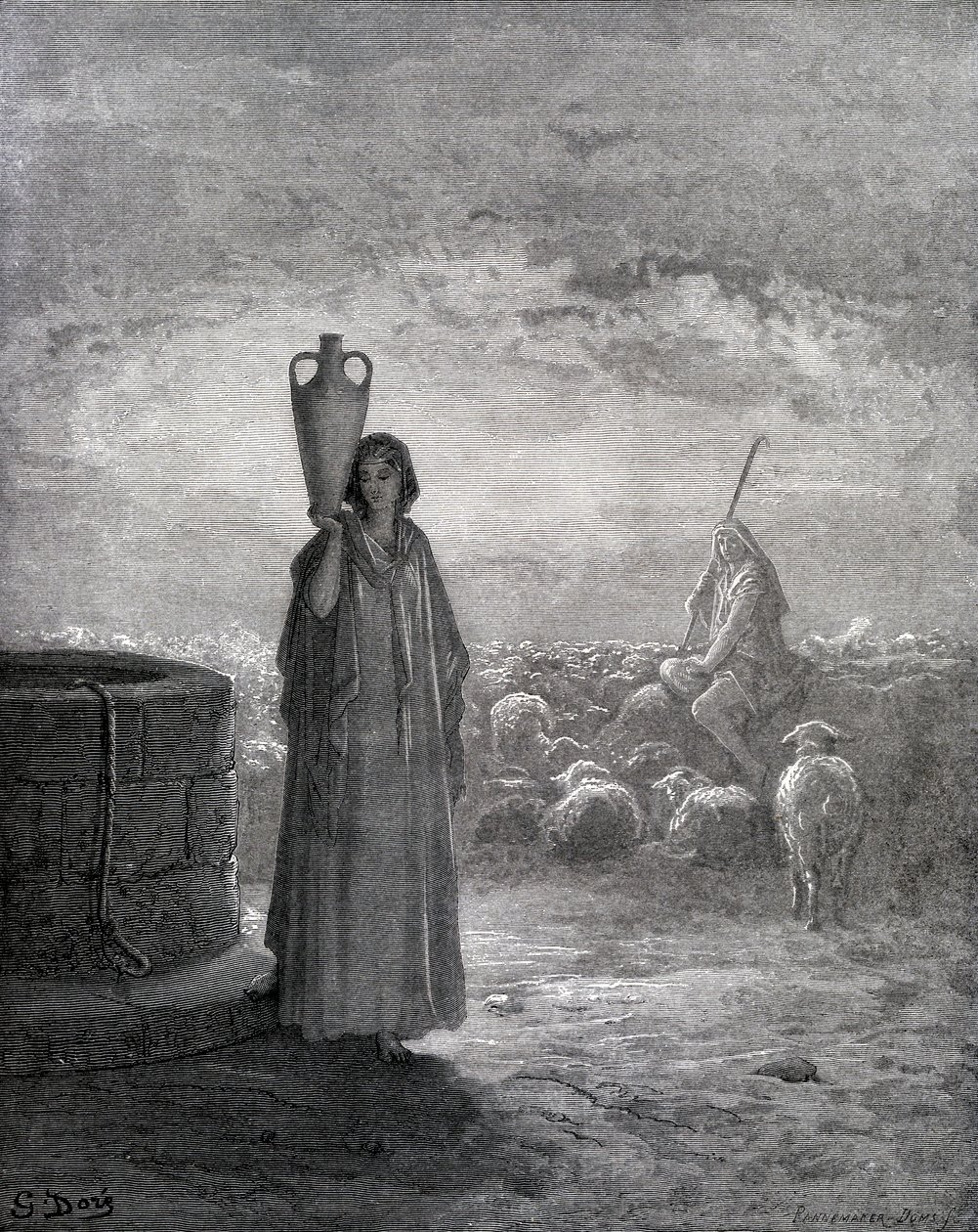 Jacó cuidando dos rebanhos de Labão de Gustave Dore