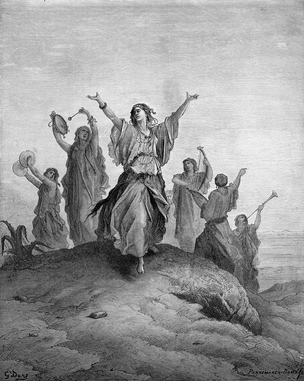 A filha de Jefté Iphis dançando para ele - Bíblia de Gustave Dore