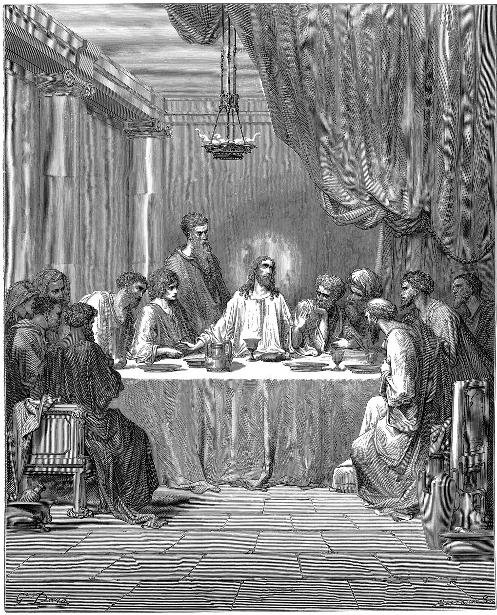Jesus e seus discípulos na Última Ceia, 1866 de Gustave Dore
