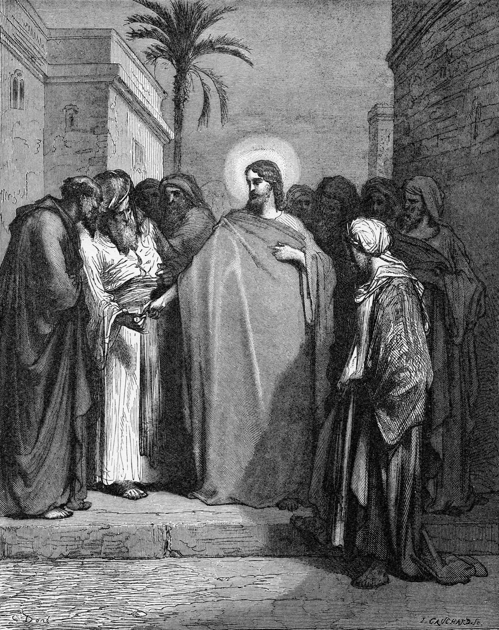 Jesus e o dinheiro do tributo de Gustave Dore