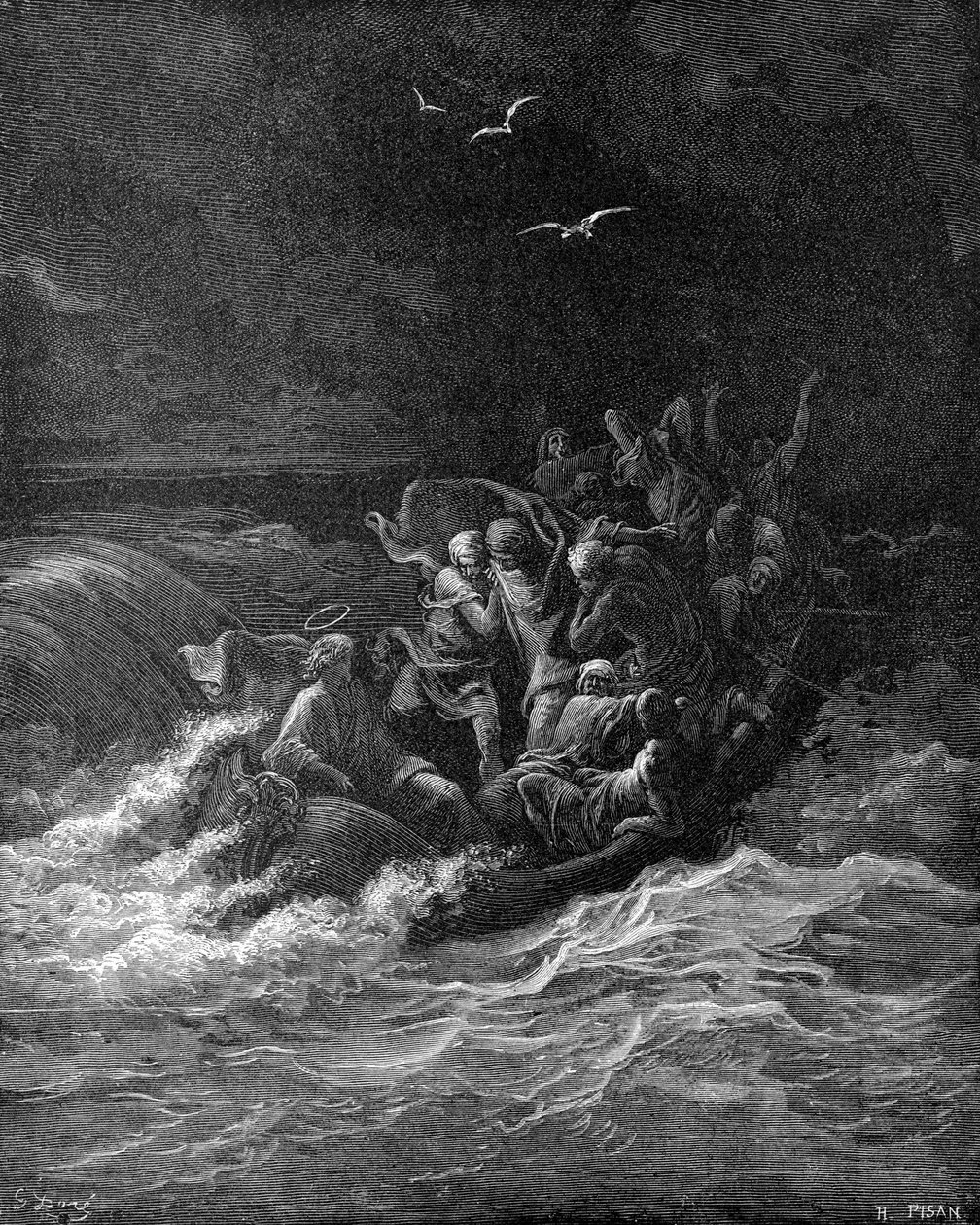 Jesus acalma a tempestade de Gustave Dore