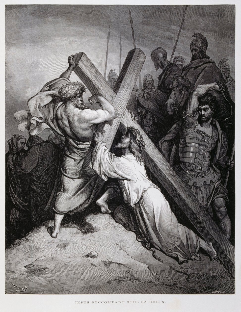 Jesus carrega a cruz, Ilustração da Bíblia de Dore de Gustave Dore