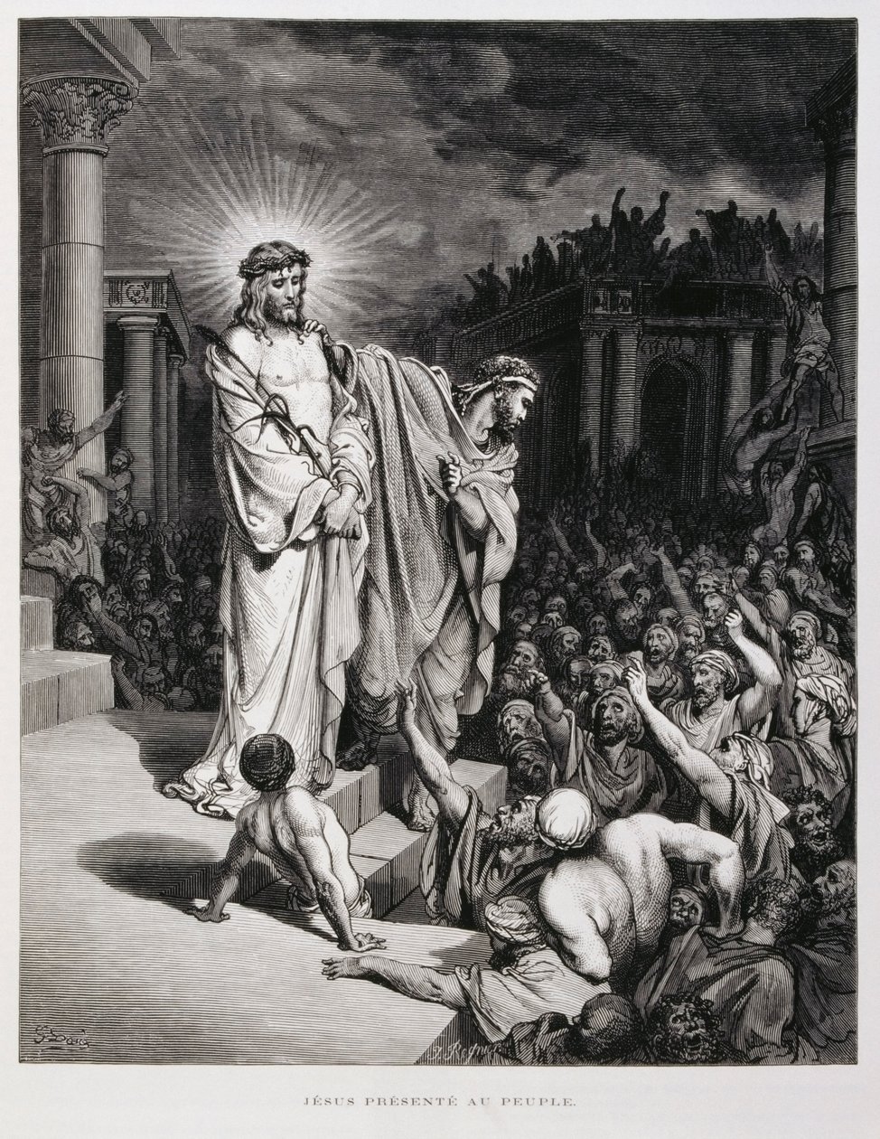 Jesus apresentado ao povo durante o seu julgamento, Ilustração da Bíblia de Dore de Gustave Dore