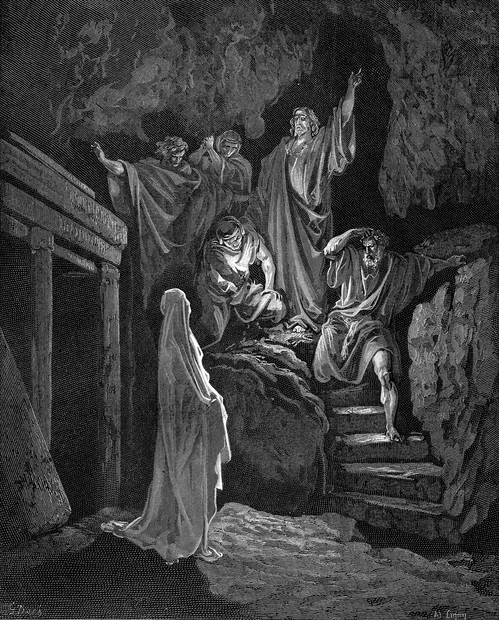 Jesus levantando Lázaro de seu túmulo, 1865-1866 de Gustave Dore